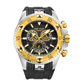52mm Big Dial & Yellow Gold Color Bezel Men's Multi-Function Quartz Movement Waterproof Sport Watch - REEF TIGER Aurora RGA303